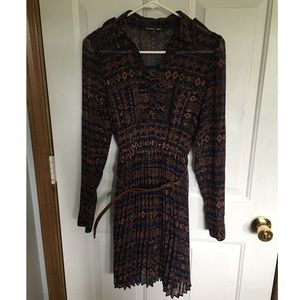 Brown patterned mid-length dress